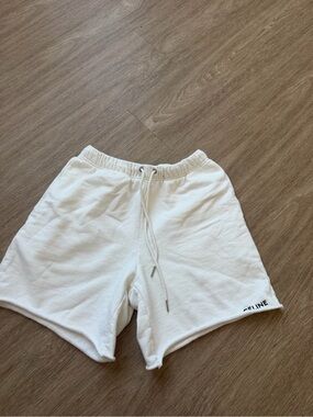 Celine logo embroidered White Cotton Drawstring Athletic Shorts size M